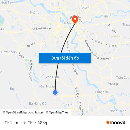 Phù Lưu to Phúc Đồng map