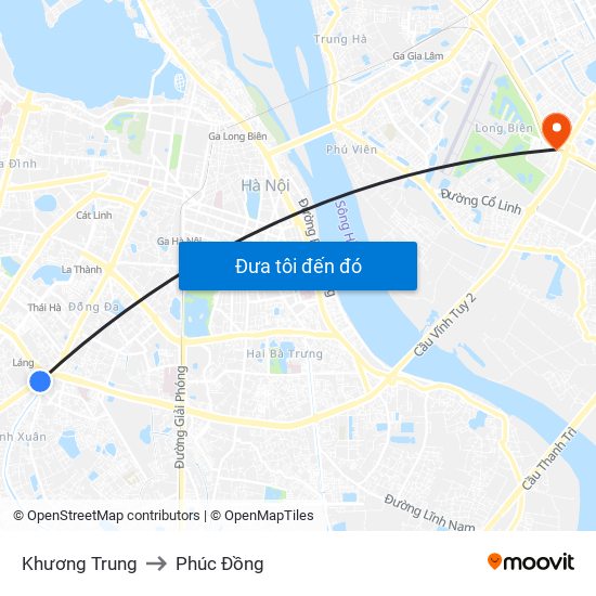 Khương Trung to Phúc Đồng map