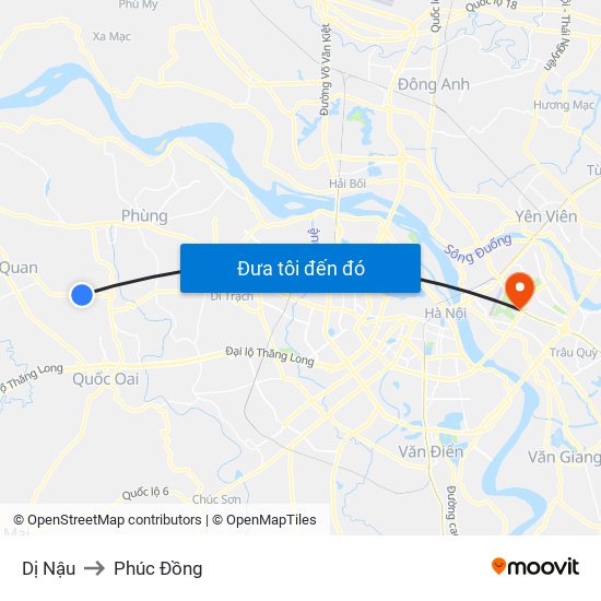 Dị Nậu to Phúc Đồng map