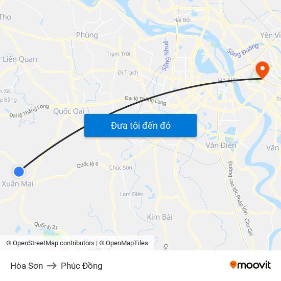 Hòa Sơn to Phúc Đồng map