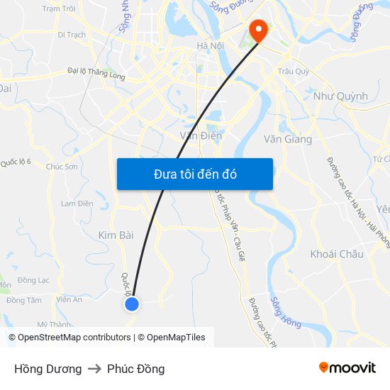 Hồng Dương to Phúc Đồng map