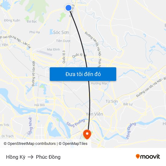 Hồng Kỳ to Phúc Đồng map