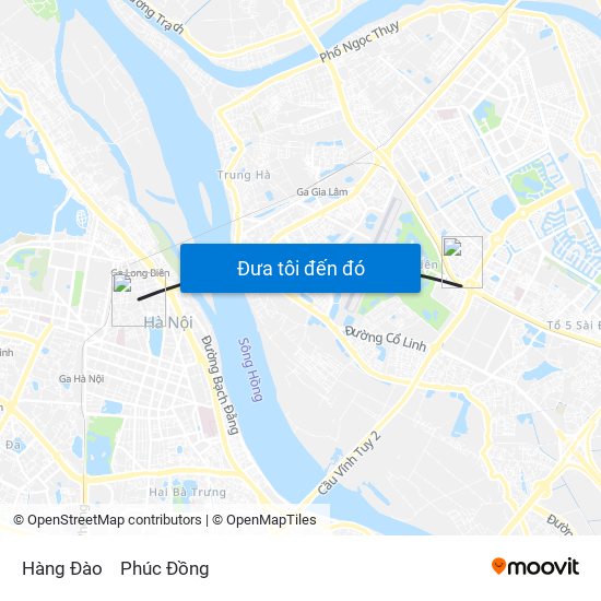 Hàng Đào to Phúc Đồng map