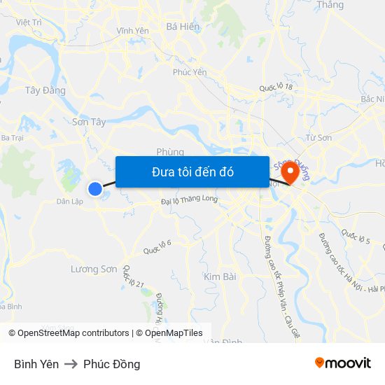 Bình Yên to Phúc Đồng map