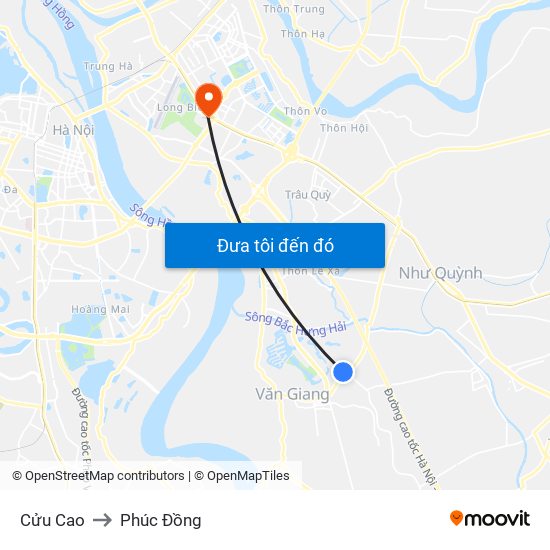 Cửu Cao to Phúc Đồng map