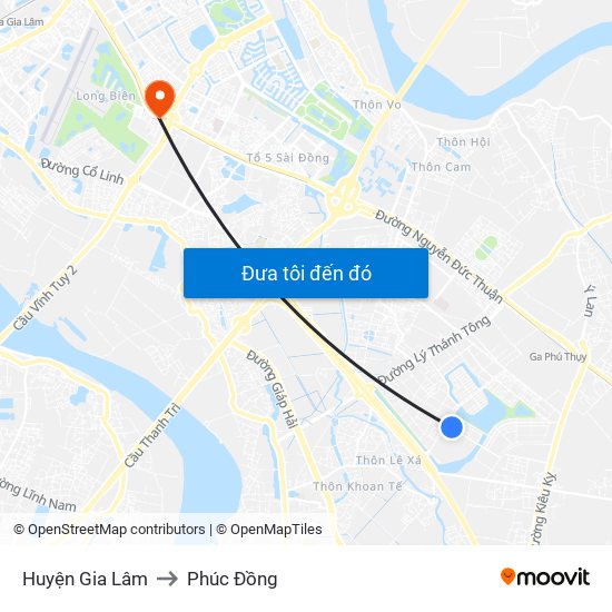 Huyện Gia Lâm to Phúc Đồng map