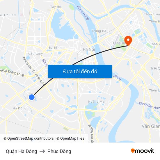 Quận Hà Đông to Phúc Đồng map