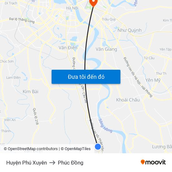 Huyện Phú Xuyên to Phúc Đồng map