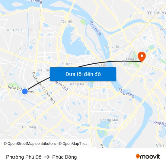 Phường Phú Đô to Phúc Đồng map