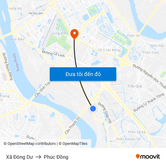 Xã Đông Dư to Phúc Đồng map