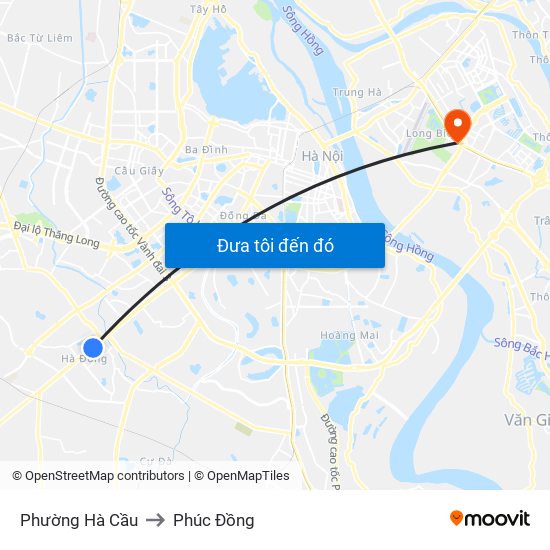 Phường Hà Cầu to Phúc Đồng map