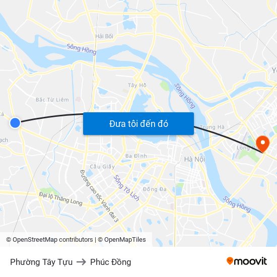 Phường Tây Tựu to Phúc Đồng map