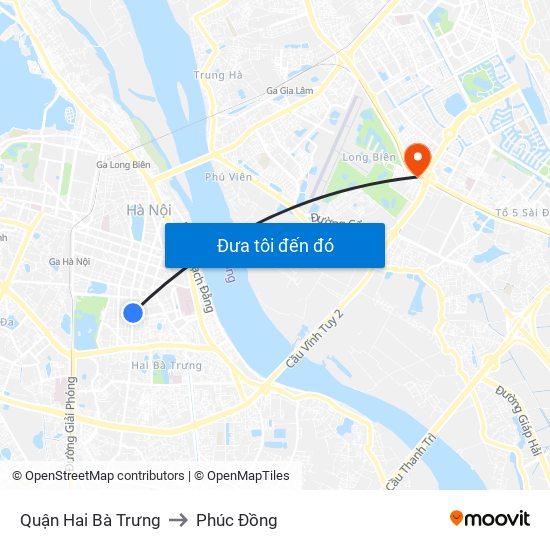 Quận Hai Bà Trưng to Phúc Đồng map