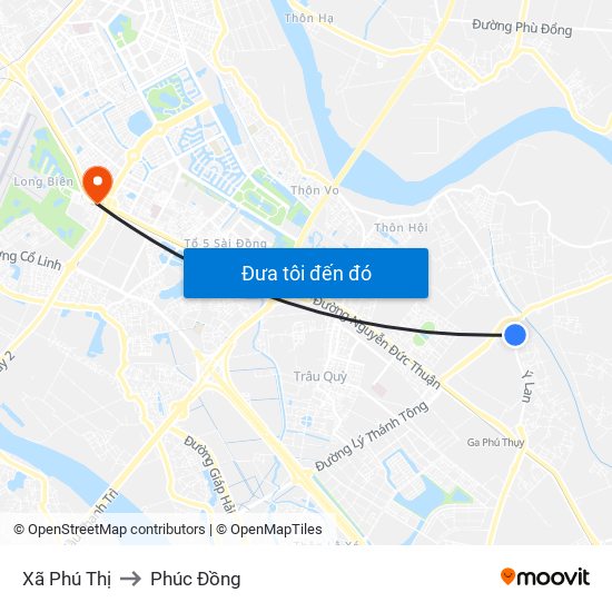 Xã Phú Thị to Phúc Đồng map