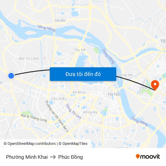 Phường Minh Khai to Phúc Đồng map