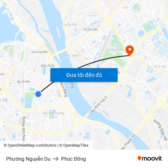 Phường Nguyễn Du to Phúc Đồng map