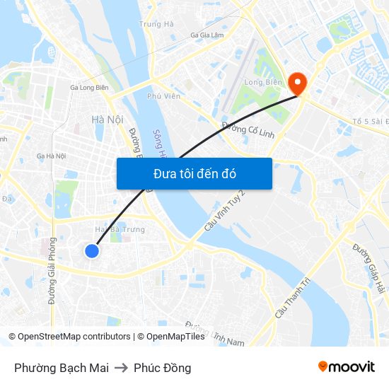 Phường Bạch Mai to Phúc Đồng map