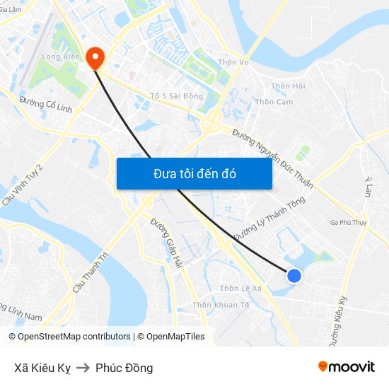 Xã Kiêu Kỵ to Phúc Đồng map