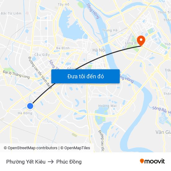 Phường Yết Kiêu to Phúc Đồng map