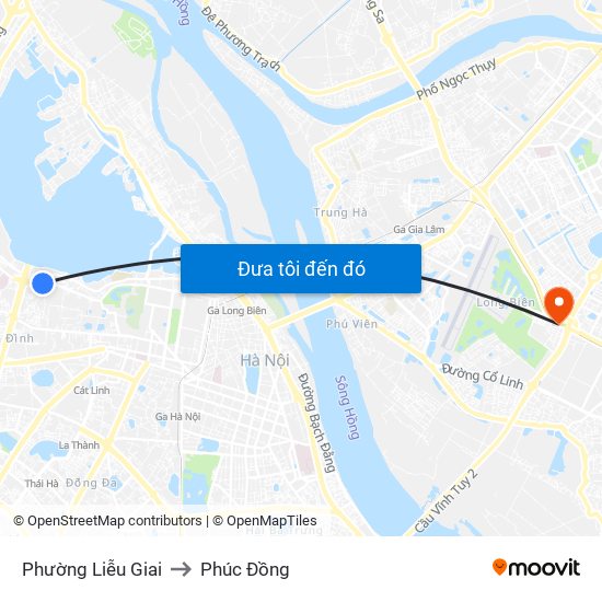 Phường Liễu Giai to Phúc Đồng map