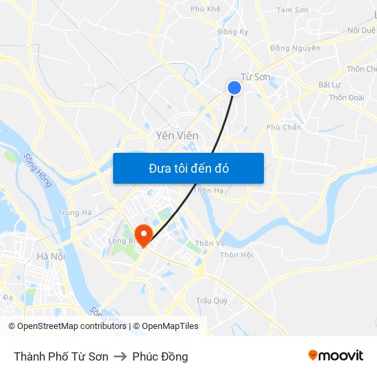 Thành Phố Từ Sơn to Phúc Đồng map