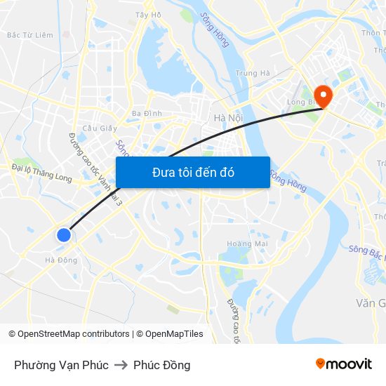 Phường Vạn Phúc to Phúc Đồng map