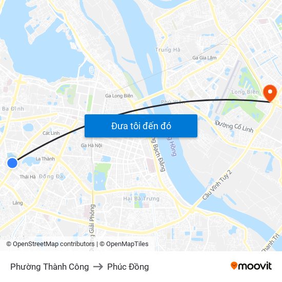 Phường Thành Công to Phúc Đồng map