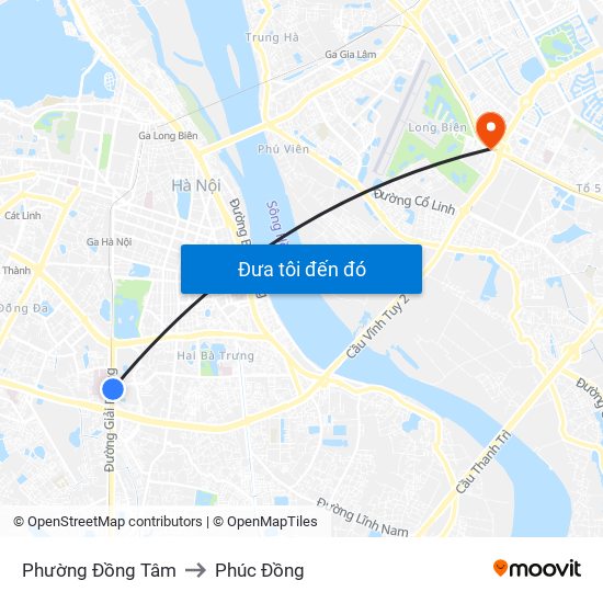 Phường Đồng Tâm to Phúc Đồng map