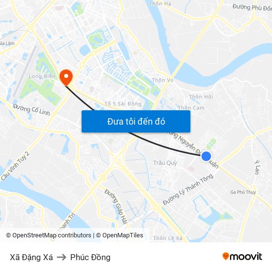 Xã Đặng Xá to Phúc Đồng map