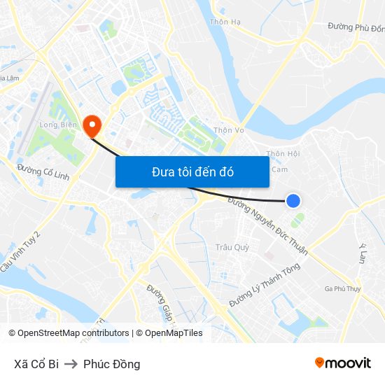 Xã Cổ Bi to Phúc Đồng map