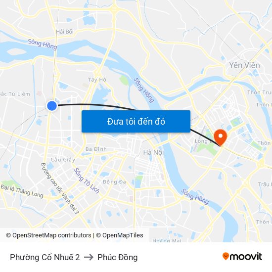 Phường Cổ Nhuế 2 to Phúc Đồng map