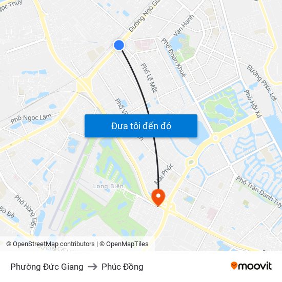 Phường Đức Giang to Phúc Đồng map