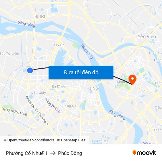 Phường Cổ Nhuế 1 to Phúc Đồng map