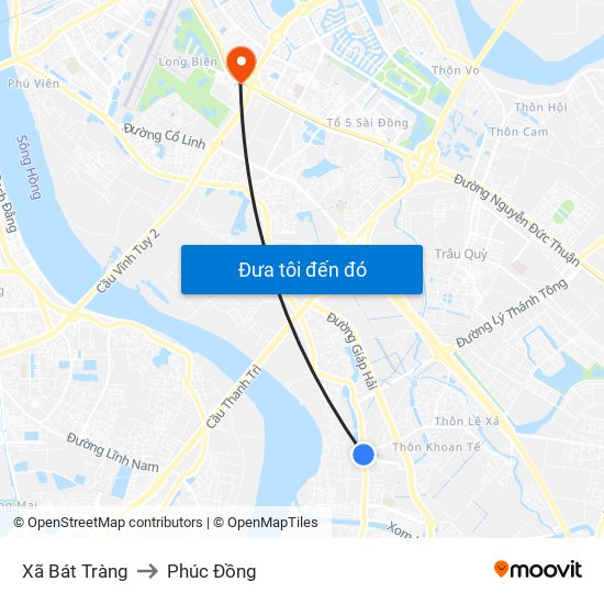 Xã Bát Tràng to Phúc Đồng map