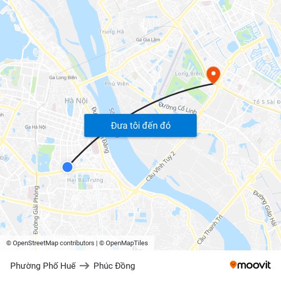 Phường Phố Huế to Phúc Đồng map