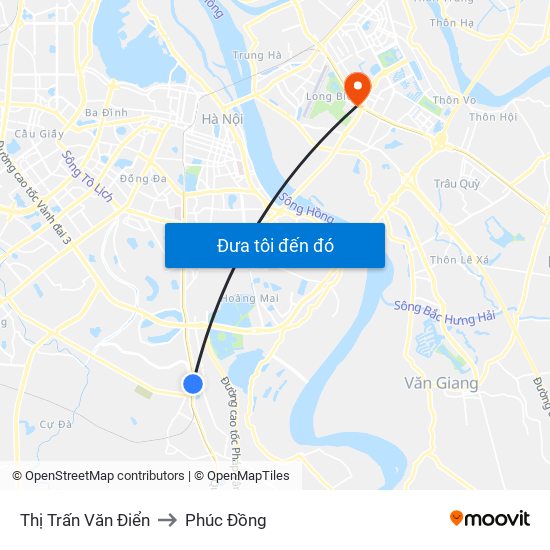 Thị Trấn Văn Điển to Phúc Đồng map