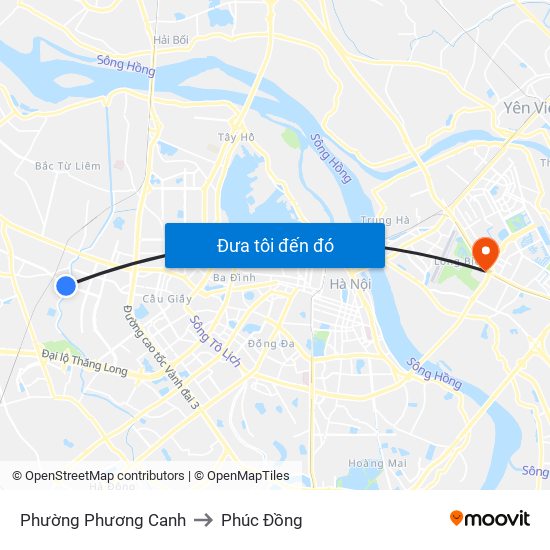 Phường Phương Canh to Phúc Đồng map