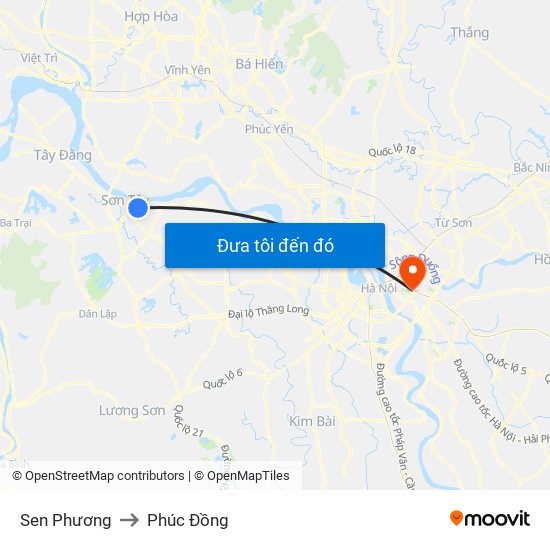 Sen Phương to Phúc Đồng map
