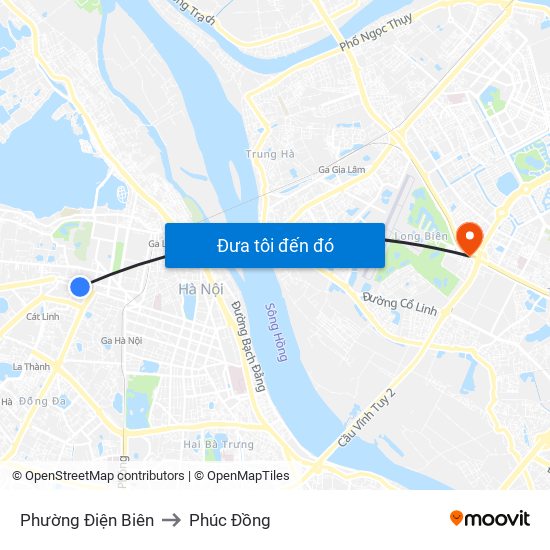 Phường Điện Biên to Phúc Đồng map