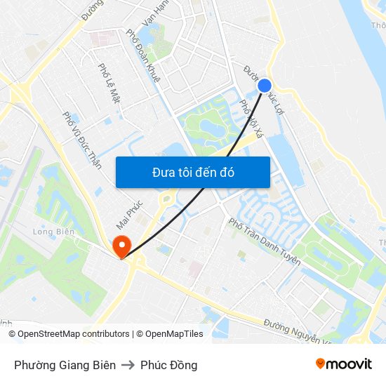 Phường Giang Biên to Phúc Đồng map