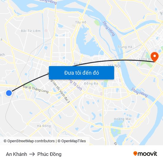 An Khánh to Phúc Đồng map