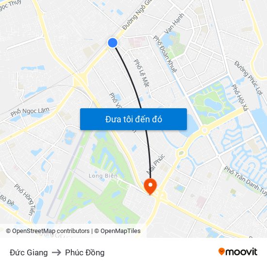 Đức Giang to Phúc Đồng map