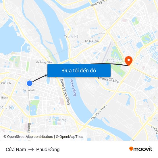 Cửa Nam to Phúc Đồng map