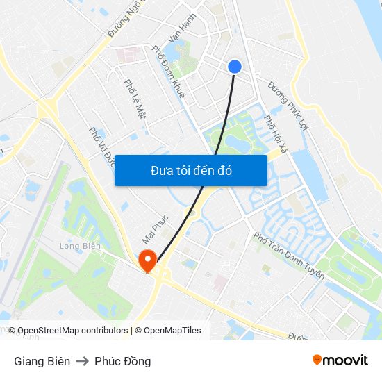 Giang Biên to Phúc Đồng map