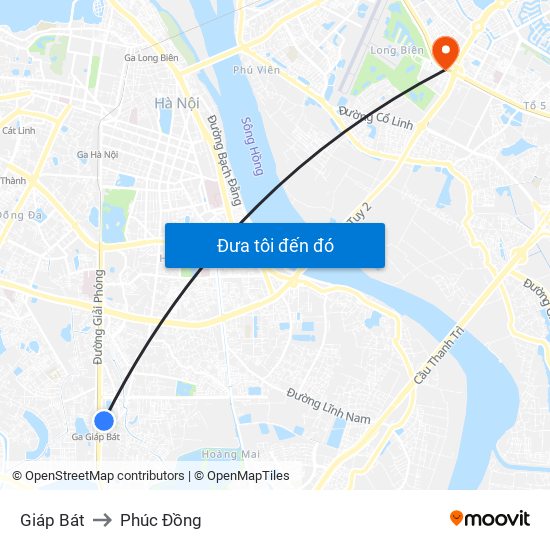 Giáp Bát to Phúc Đồng map