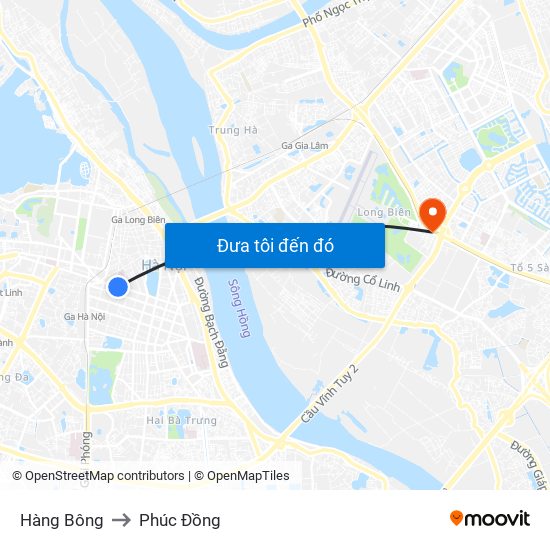 Hàng Bông to Phúc Đồng map