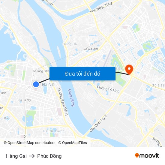 Hàng Gai to Phúc Đồng map