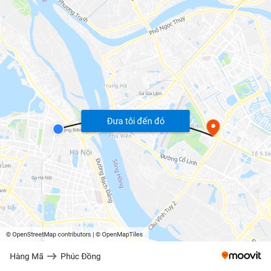 Hàng Mã to Phúc Đồng map