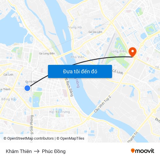 Khâm Thiên to Phúc Đồng map