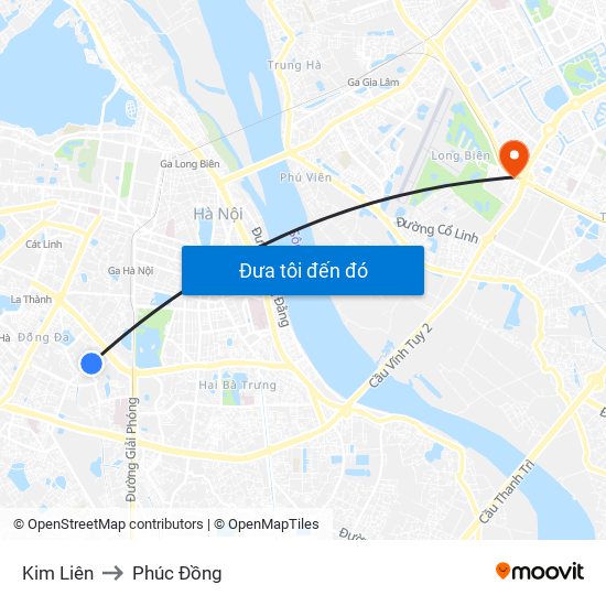Kim Liên to Phúc Đồng map